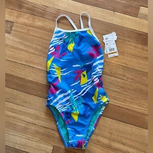 Speedo Eco Endurance Swimsuit Girls Sz 24 Palm Triangle Classic Fit NWT M3-1